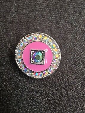 STYLE DOTS Original Pink Crystal Accent Round Snap Charm - Women Jewelry